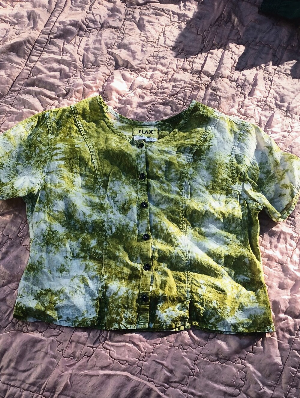 Flax Linen Button Front Hand Dyed - Picture 5 of 5
